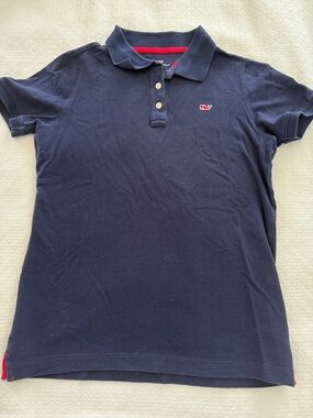 Vineyard Vines Navy Polo with Red Whale Logo boys Large L 10/12